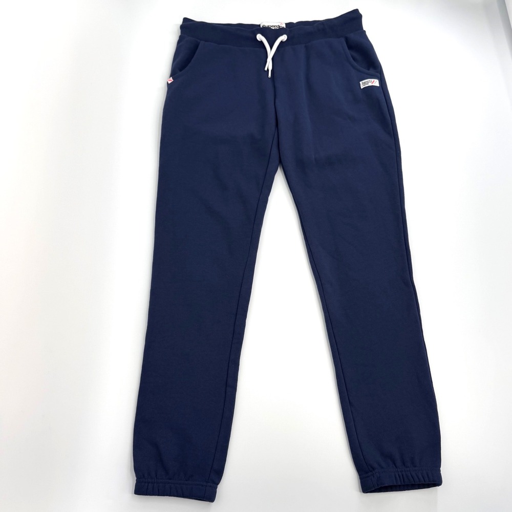 Superdry Athletic Jogger Women 10 Navy New Fleece Drawstring Sweatpants